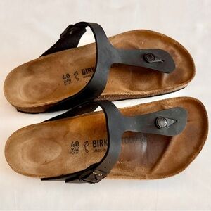 Birkenstock Gizeh Black Leather Sandals size 40